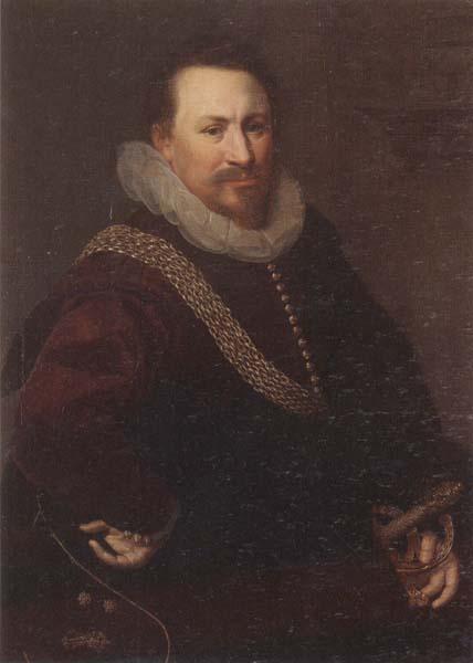 unknow artist Portrait of a Gentleman,half-length,wearing a crimson jacket,with a black mantle oil painting picture